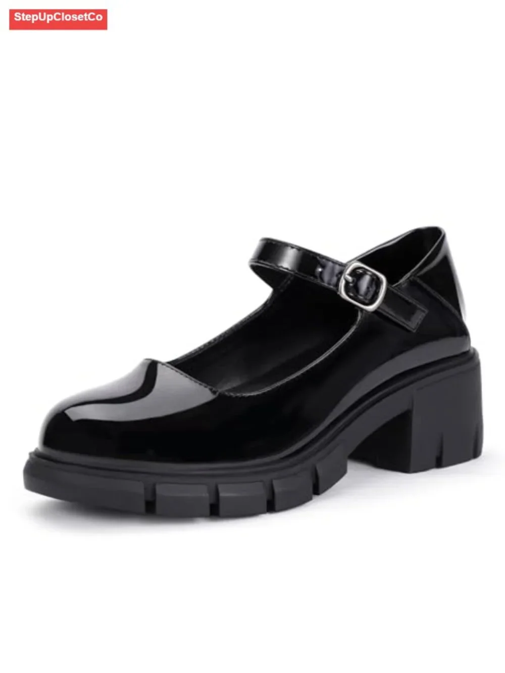 IDIFU Mary Jane Platform Pumps Low Block Heel Dress Shoes Women Comfortable